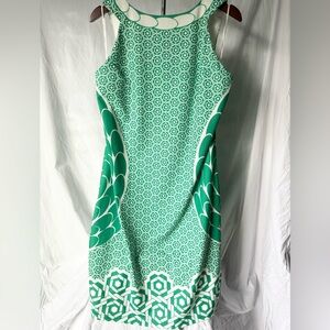 Green patterned sleeveless dress